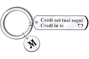 LUODAN Ispirazione Portachiavi Amicizia Regalo Credi nei tuoi sogni,credi in te.Lettera iniziale Alfabeto Portachiavi,per Amici Sorelle Figlia Figlio Ragazza Regali di Laurea Regali di Compleanno