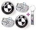 Produktbild Set von 4 x BMW Logo 68 mm Nabendeckel in Faser-Rad-Carbon schwarz (36136783536) + BMW///M power logo Schlüsselanhänger von Carbon schwarz