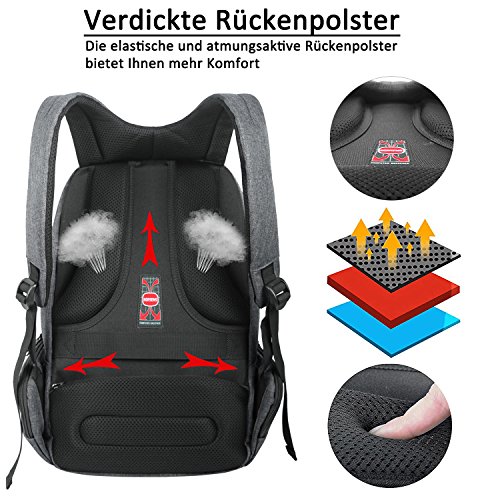 Norsens 15 6 Zoll Laptop Rucksack Business Notebook Rucksack  Dunkelgrau