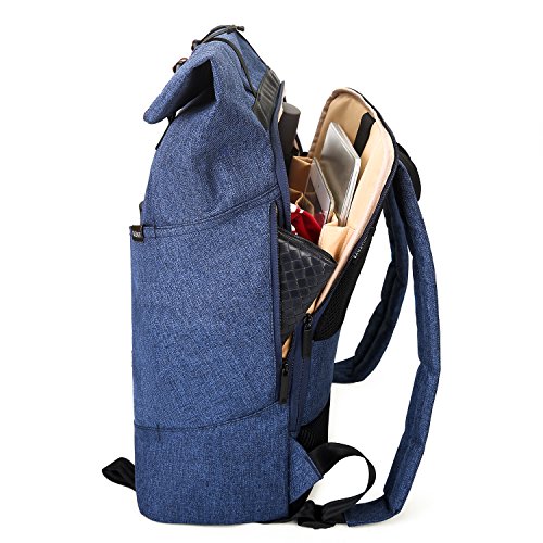 BAGSMART Herren Damen Roll-Top Rucksack Laptop 15 6 Zoll Blau