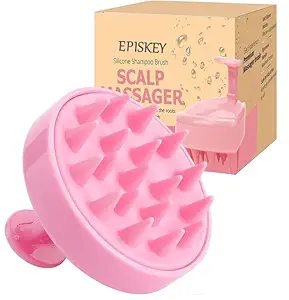 Episkey Manual Soft Silicone Waterproof Scalp Massager Hair Growth, Shampoo Brush, Handheld Scalp Massager, Scalp Scrub for Stimulates Hair Growth, Remove Dandruff (Pink)