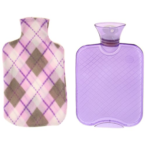 Preisvergleich Produktbild Sharplace Wärmflasche mit Bezug 1000ml PVC-Material Wärmekissen - Lila # 2
