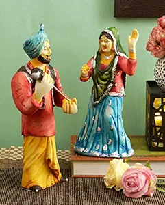 TIED RIBBONS Punjabi Couple Bhangra Dancing Showpiece Figurine Outdoor Decors Collectibles Figurines Showpiece Statue Items for Drawing Room Living Room Bed Room Hall Outdoor Garden