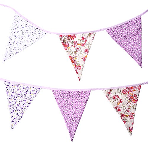 Double Sided Fabric Party Bunting with Vintage Chic Floral Design, 3.8 Meters