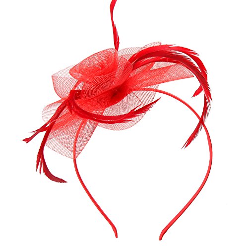 Discoball Elegant Flower Feather Headband Hat Fascinator Wedding Headwear Ladies Day Race Royal Ascot