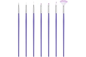 RTINLE 7 Pezzi Pennelli Unghie, Spazzola di Arte del Chiodo, Professionali Decorazioni Unghie Penne Per UV Gel Liner Pittura -Viola