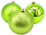 Este paquete contiene 3 adornos de color verde lima en total, incluido un surtido de diseños brillantes, mate y brillantes.