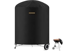 VANSHEIM Fundas Barbacoa Exterior Impermeable,Funda para Barbacoa de Gas Funda Redonda para Barbacoa Cubierta Redonda para Parrilla de Barbacoa,Funda Barbacoa de Hervidor para Weber Ø77x90cm