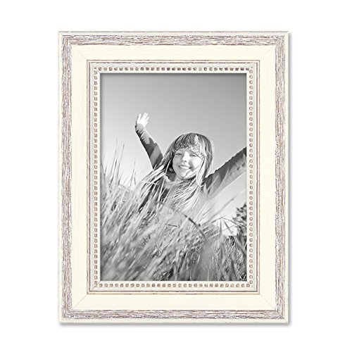 Bilderrahmen Shabby-Chic Landhaus-Stil Weiss 13×18 cm Massivholz mit Glasscheibe und Zubehör / Fotorahmen - 3