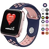 IGEMY Poröse Ventilation 140-215mm Ersatz Weicher Silikon Sport Bügel für Fitbit Versa (Rosa)