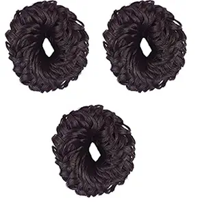LAmour Hair Extension Hair Bun Ruffle (Black)-3 Pieces