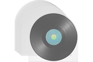 KYYGKY Inner Vinyl Record Sleeves, 50 PCS 12 Inch LP Vinyl Inner Sleeves Anti Static Vinyl Covers for Vinyl Albums, Semi-Transparent Round Record Album Covers Fit Single Double Albums and LPs