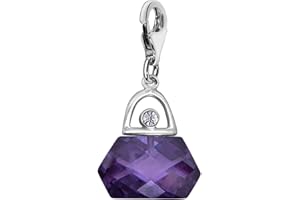 Quiges Charm Pendentif en Argent 925 Cristaux Ronds avec Fermoir