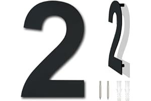 YWONOBY Gebürsteter moderner Edelstahl Hausnummer-152mm hoch-schwarze Beschichtung, schwebende Erscheinung (Nummer 2)