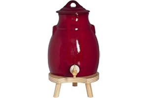 Table Passion - Vinaigrier 3,5 l en grès rouge sur socle bois