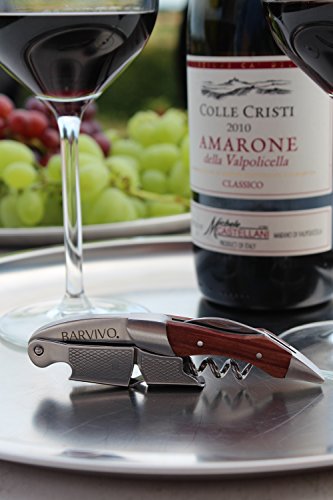comprare on line BARVIVO Cavatappi Professionale Apribottiglie Perfetto per stappare bottiglie di vino, birra, per Sommelier e Bartenders di tutto il mondo. Realizzato in acciaio inox e Legno di Rosa naturale. prezzo