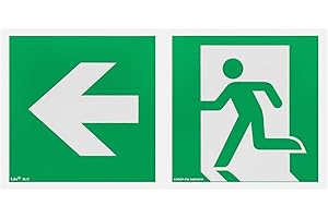 notlok Safety Work - Cartello Uscita Emergenza [ 30 x 15 ] | PVC fotoluminescente + adesivi per il montaggio | Cartelli Segnaletici di Sicurezza, Segnaletica Sicurezza Sul Lavoro, Cartelli Sicurezza