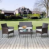 [BEQUEM UND EINFACH ZU REINIGEN] - Mit den weichen Schwamm gepolsterten Sitzen sorgt der tiefe Rattanstuhl für großen Raum und Komfort zum Sitzen. Waschbare Beigenabdeckungen können Schaumstoffe vor Feuchtigkeit bewahren und lassen sich durch Reißverschlüsse zur Reinigung leicht entfernen.