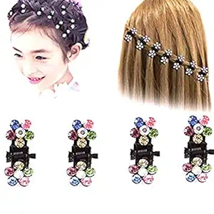HOME REPUBLIC-12 Pcs Crystal Flower Mini Hair Claw Clamp Hair Clip Hair Pins Hair Accessory