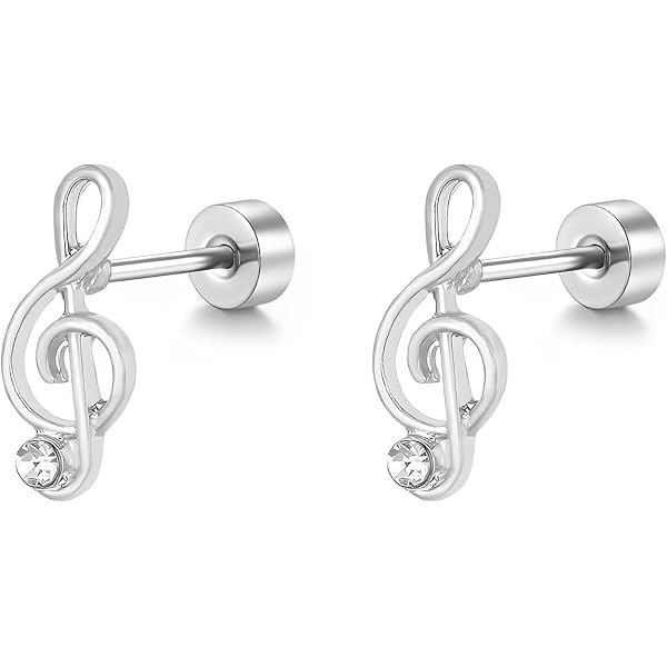 Orecchini A Perno Chiave Di Violino In Argento 925 - Placcato Oro Giallo 24K O Oro Rosa 18K - Nota Musicale Chiave Di Sol - Gioielli Donna - 2