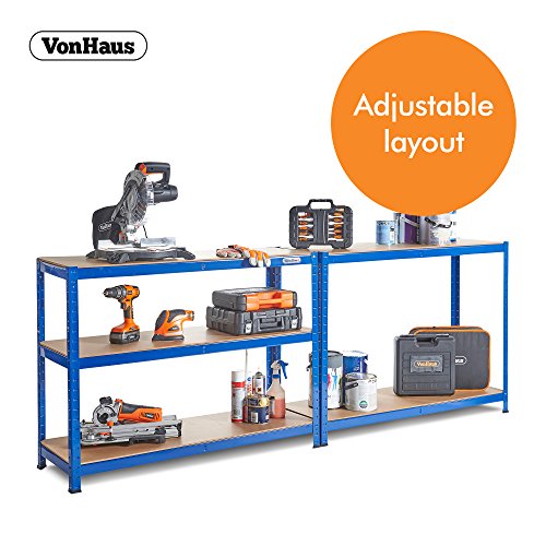 VonHaus Extra Wide Heavy Duty Schwerlastregal Stahl & MDF Tier 5 Regale Regal oder Workbench – Massiver 1325Kg Kapazität - 4
