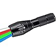 WESLITE 4 in 1 LED Torch with Red Green White Blue Light, Multi-Colors Tactical Flashlight Outdoor Road Signal Torch Zoomable Hand Torches for Astronomy Night Vision Hiking (4 Colors)