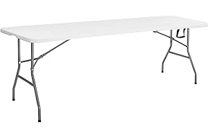 SPRINGOS Tavolo per feste, banchetti, 240 x 75 x 75 cm, pieghevole, per gastronomia, con maniglia per il trasporto, in plastica, metallo, per interni ed esterni