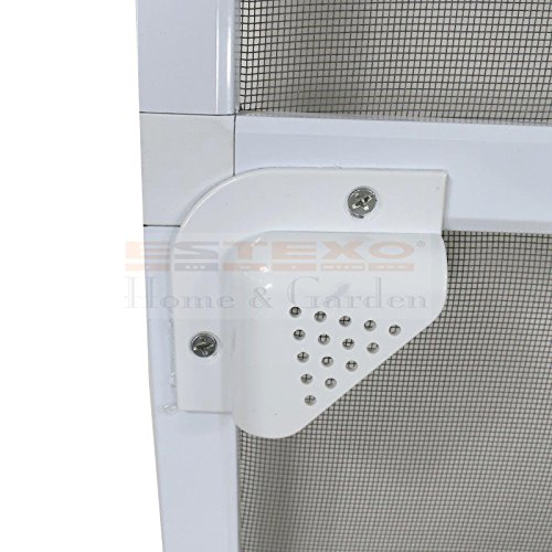 Fliegengitter Tür Größe und Farbe wählbar – Insektenschutz Alurahmen Fliegenschutz Mückenschutz weiß braun (120 x 240 cm, Weiß) - 4