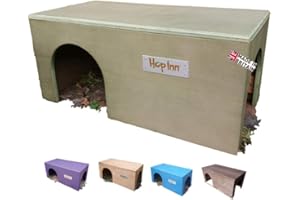 Hop Inn Guinea Pig House Hideaway Wooden (Moss Green) - 40 cm L x 20 cm W x 18.5 cm H - Readymade - Won't tip over - All Weather Pet Friendly Exterior Treatment