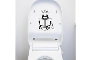 Topgrowth Decorazioni Pareti Gatto Carino Shh Toilette Removibile Vinile Murale Casa Arredamento della Camera Wall Stickers