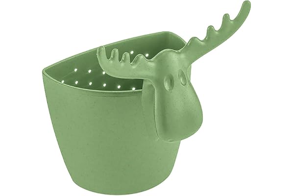 Koziol RUDOLF Passoire à thé pour thé en vrac | Pour une portion de tasse | À suspendre | Plastique biocirculaire, passe au lave-vaisselle, cuisine, maison (vert feuille naturelle)