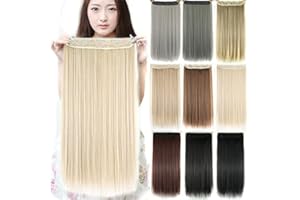 IMISSU Capelli Lunghi Naturali Spessi Dritti Clip in Estensioni Dei Capelli Sintetici Posticci per Donne (Bionda da spiaggia,24 Inch)