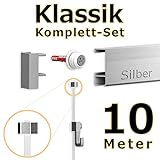 ikea bilderschiene haghed 10m Bilderschienen Komplett Set inkl. 5 Bilderschienen aus Aluminium in 2m Länge, Seile mit Gleiter, Bilderhaken, Montagesets, Schienenverbinder, Endkappen