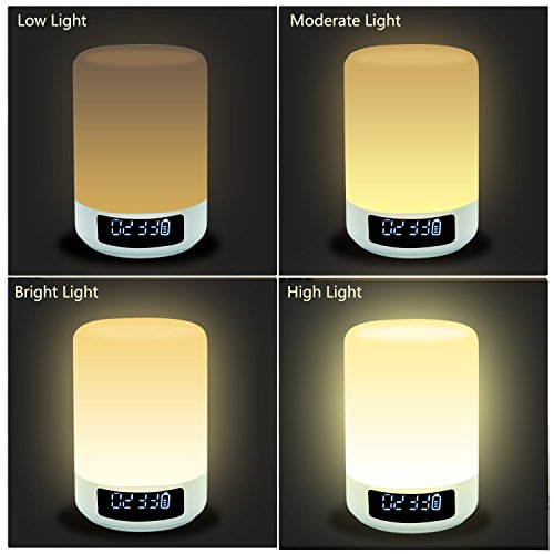 ACRATO Portable Bluetooth Lautsprecher Wireless Speaker mit TF Karte Funktion Lautsprecherlampe mit Farbewechsel Tischleuchte Wecker Mikrofon TouchsensorTragbar - 4