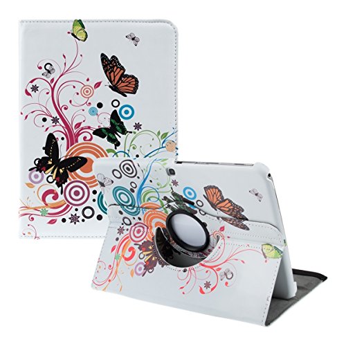 kwmobile Hülle für Samsung Galaxy Tab 3 10.1 P5200 / P5210 / P5220 – 360° Standfunktion Case Tablet Schutzhülle Kunstleder – Smart Cover Tabletcase Schmetterlinge Hippie Design Mehrfarbig Pink Weiß - 5