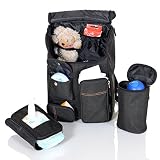 LCP Kids grosser Baby Wickel Rucksack AUSTIN 5 teilig mit Wickelunterlage Thermo Flaschenwärmetasche Kinderwagen Universal Befestigung Haken und 2in1 Windeltasche mit Feuchttuchspender - 3