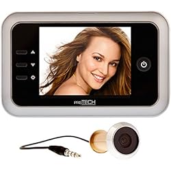 prsTECH DoorCAM DC1 Judas Numérique Espion Porte Caméra Grand Angle 120° Écran 3.5 Pouces Extra Large pour épaisseurs de porte de 38mm-110mm, fonction vidéo, fonction photo, fonction mémoire
