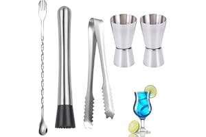 HUYIWEI Set da Cocktail Shaker/Set Bartender/Dosatore Cocktail/Barman Kit,Acciaio inossidabile,5 pezzi
