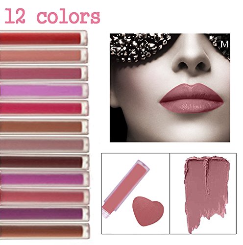 CINEEN Matt lippenstift Set 12 Farben Liquid Lipstick Wasserdicht Langanhaltend Nicht Verblassen Lipgloss