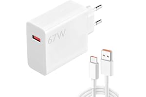 WITFOAM Cargador 67W Ultra Rápido con Cable USB C 6A 1M para Note 14S/13/12/11 Pro/5G, Mi 14/13T/12S Ultra/11 Ultra, Poco X6 Pro/X5 Pro, Pad 7/6/5 – Adaptador Tipo C con Protección Inteligente
