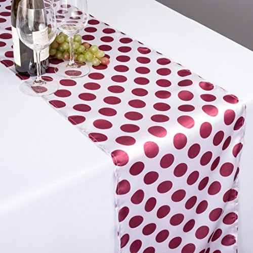 Harbormill 14 x 108 in. Polka Dot Satin Table Runner White/Burgundy