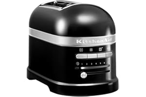 KitchenAid Grille pain pour 2 tranches - Artisan - 7 niveaus de brunnage et fonction décongélation - Vintage design - 2 Large fentes - Toaster avec porte-sandwich - Noir onyx