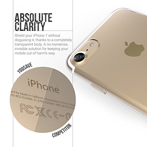 iPhone 7 Case, iPhone 8 CaseÂ by Yousave Accessories [0.5mm] Ultra Thin & Lightweight Soft Flexible [TPU Crystal Clear] Protective Cover - Exact Fit for iPhone 7 (2016 Model) and iPhone 8 (2017)