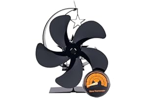 JIMBON Stove Fan Fireplace Fan, 5 Blade Log Burner Fan Heat Powered Stove Fans Log Burners Decoration Log Wood Burner Fan Eco Fire Fan Home Efficient Heat Distribution
