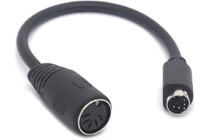 OpenII PS/2 to AT Keyboard Cable Adapter - 6 Pin Mini Din Male to 5 Pin MIDI Female Keyboard Adaptor (5 Female To 6 Male)