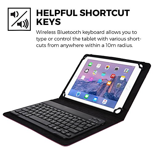 iPad 4 3 2, iPad Air 2 1, iPad Pro 9.7 Tastaturhülle, COOPER BACKLIGHT EXECUTIVE Abnehmbare, tragbare QWERTY Bluetooth Funktastatur-Schutzhülle mit Hintergrundbeleuchtung und Standfunktion (Violett, HQ-Kunstleder) - 2