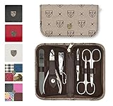 Hochwertiges Etuis aus Textilmatrial, beige mit Muster 