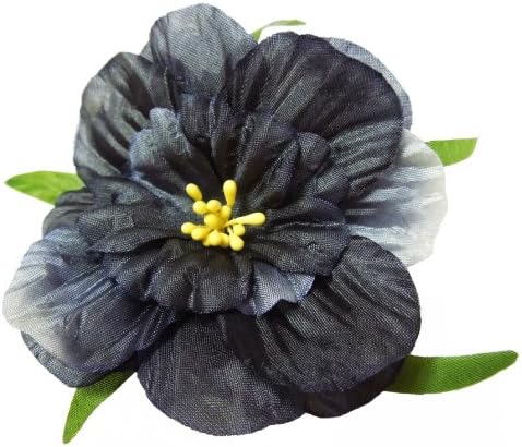 Cuteque International 6-Pack Black Soft Silk Cosmo Flower with Yellow Peep Center, 3-Inch