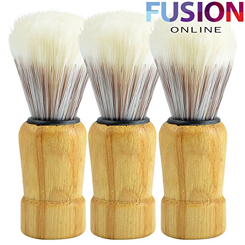 PACK OF 3 PROFESSIONAL QUALITY SHAVING BRUSH WITH WOOD HANDLE SHAVE HAIR REMOVAL BRUSHES