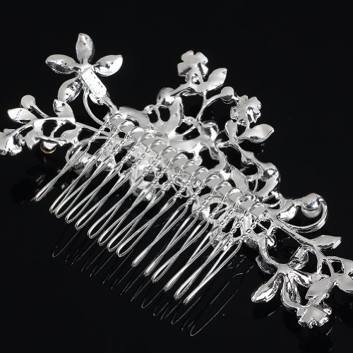 SA Elegant Silver Bridal Wedding Hair Comb Pearl Crystal Hair Pin Clip Accessory